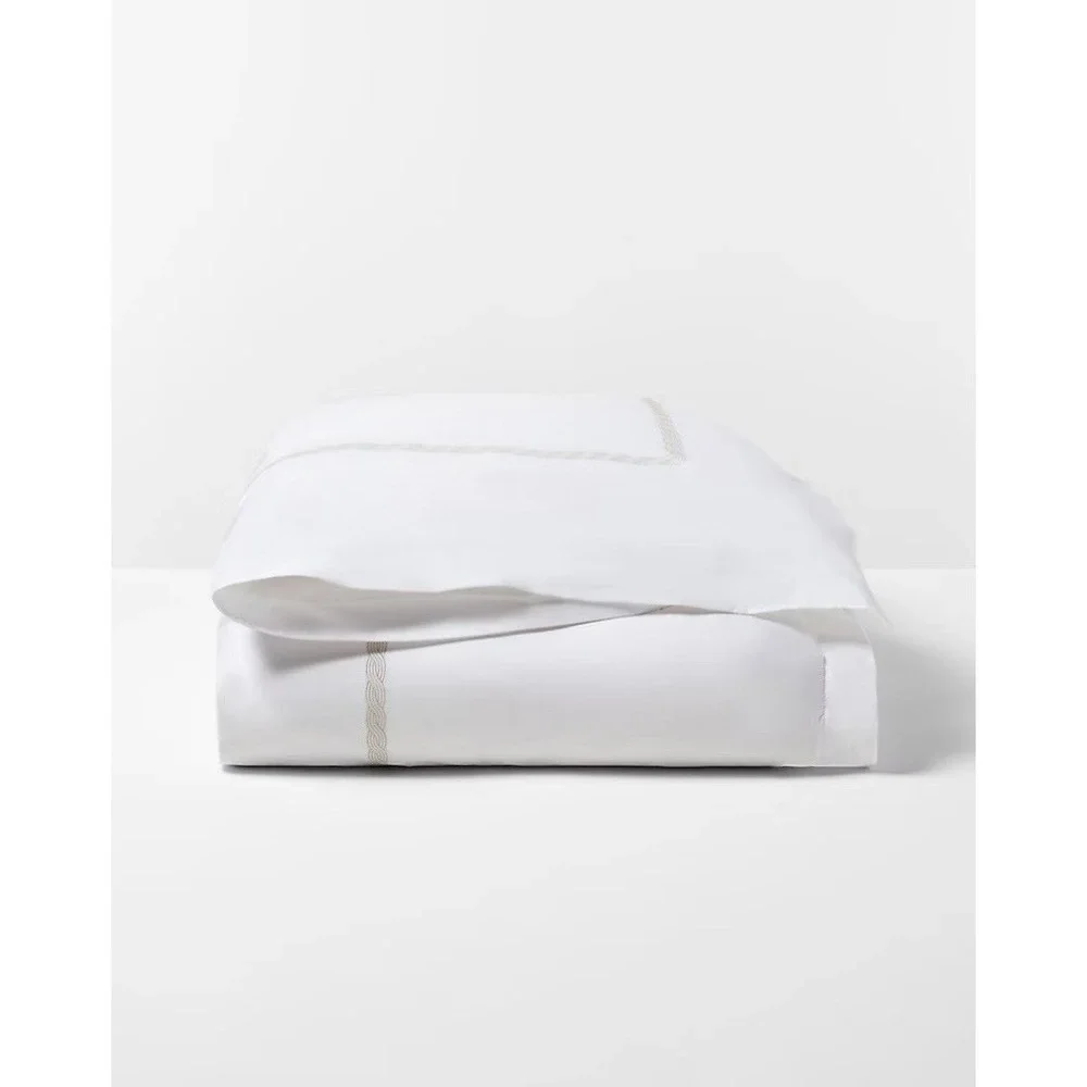 Ralph Lauren KING Spencer Duvet Cable Embroidery White Flax Cotton NEW $470